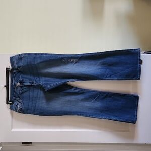 These are super cute medium wash slim boot cut jeans